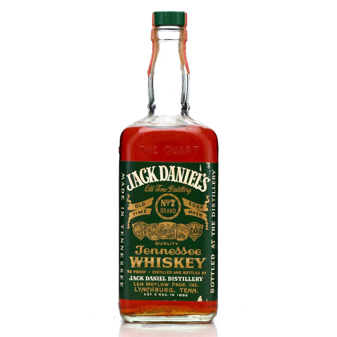 Jack Daniel's Old No.7 Green Label 90 Proof Quart 1975