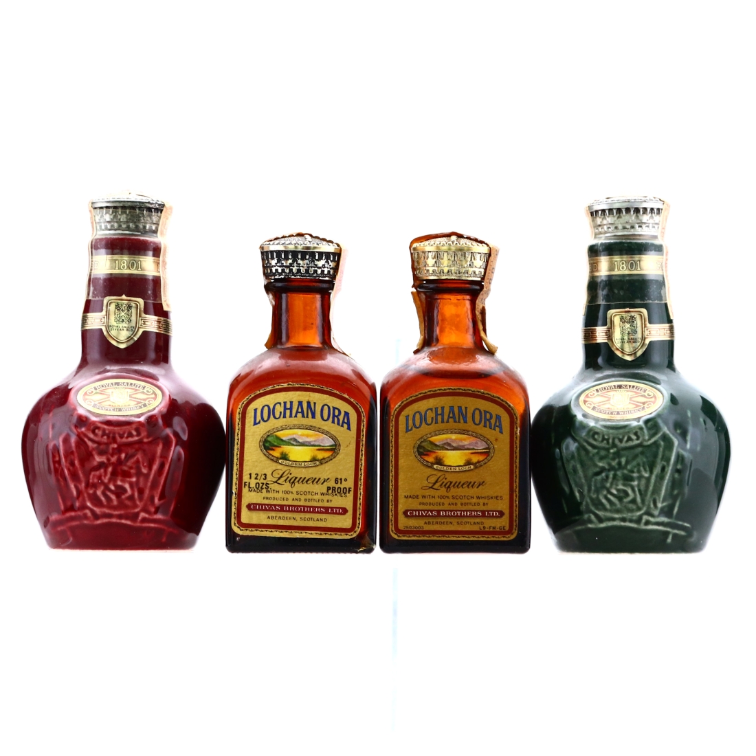 Chivas Royal Salute 21 Year Old Miniature Flagons x 2 Lochan Ora x 2