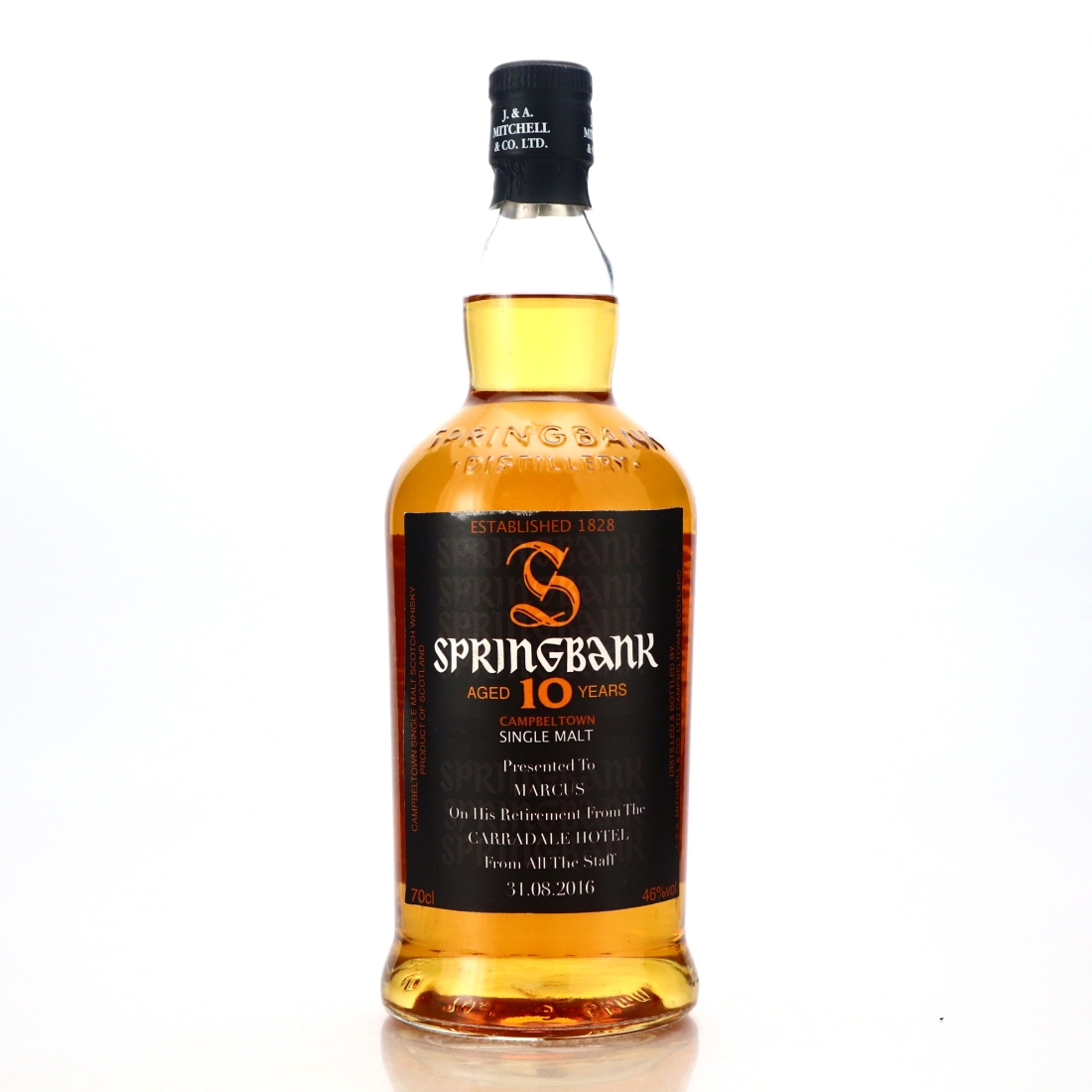 Springbank 10 Year Old The Carradale Hotel Marcus Retirement 