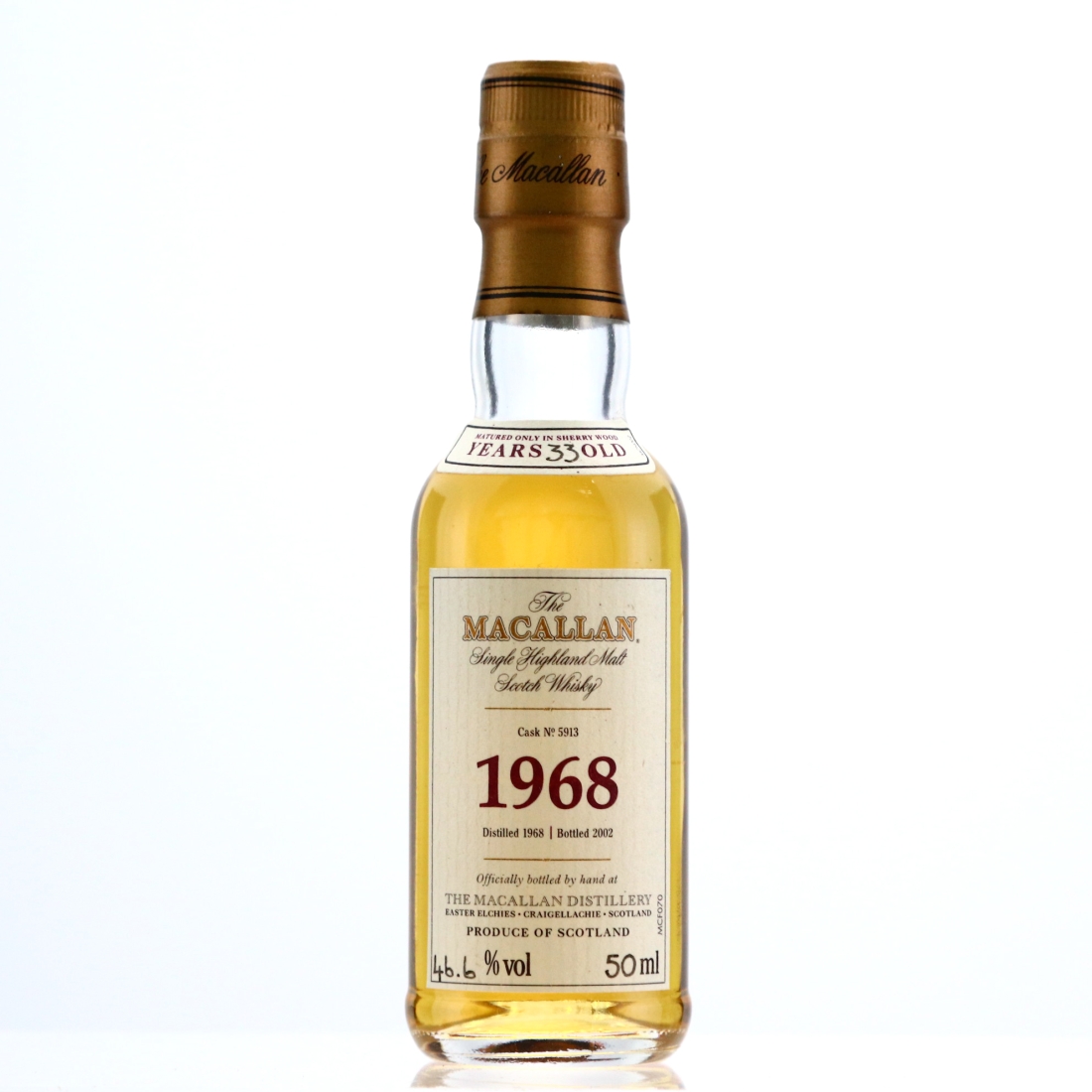 Macallan 1968 Fine and Rare 33 Year Old #5913 Miniature