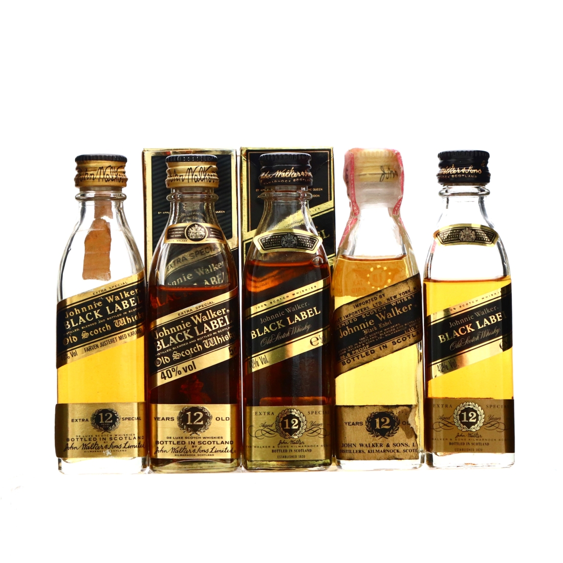 Johnnie Walker Black Label Miniature x 5