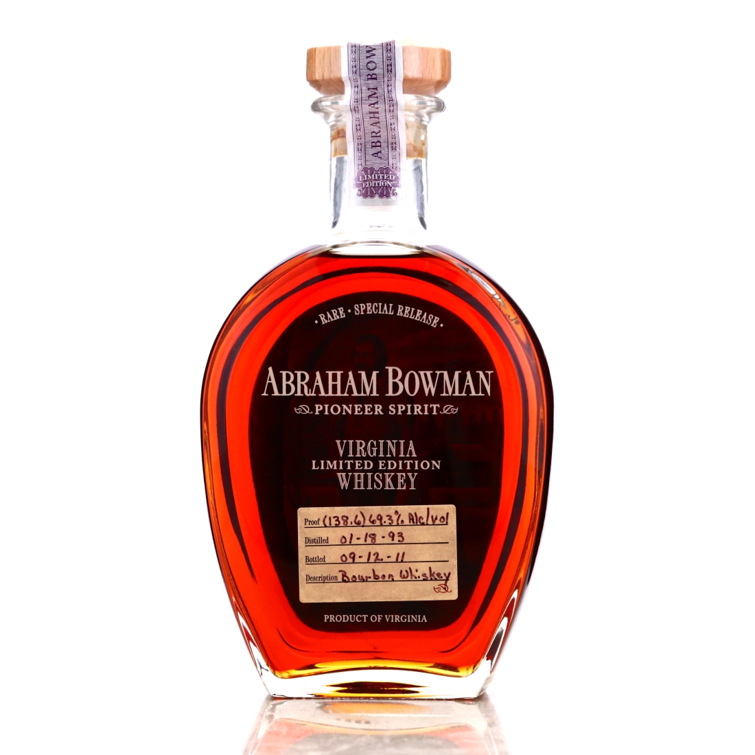 Abraham Bowman 1993 Virginia Bourbon / Signed