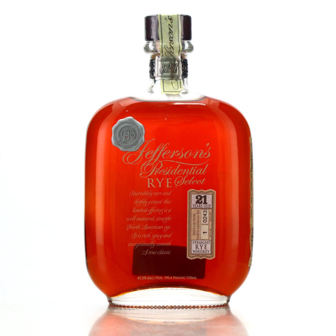 Jefferson's Presidential Select 21 Year Old Straight Rye Batch #1 ...