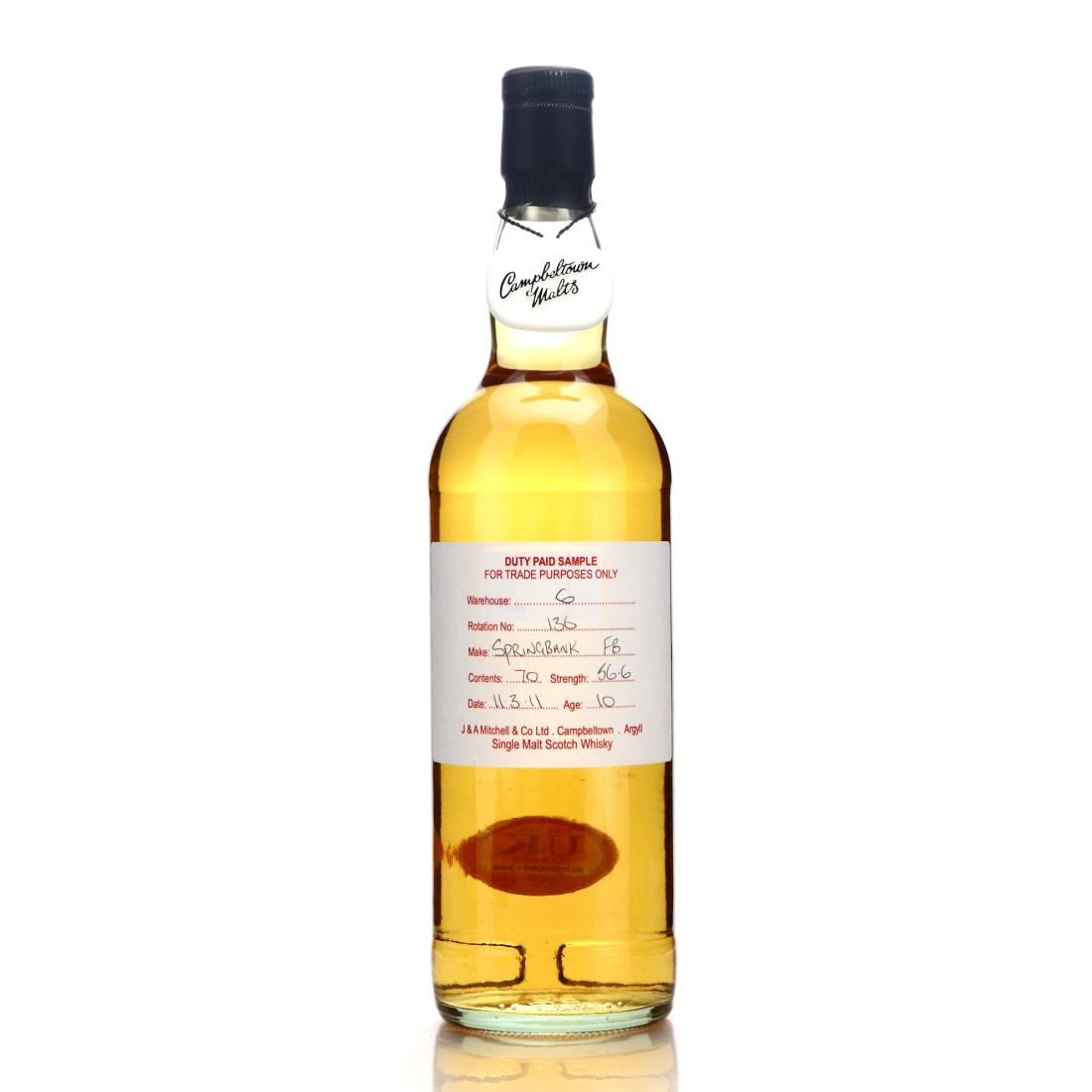 Springbank 2011 Duty Paid Sample 10 Year Old / Refill Sherry Butt