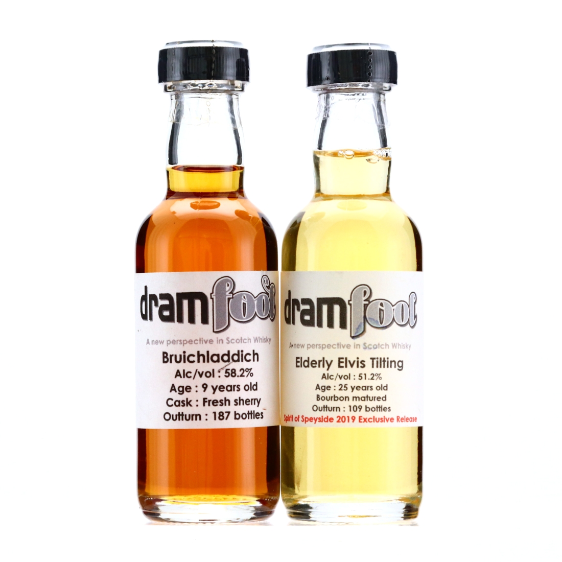 Glenlivet & Bruichladdich Dramfool Miniatures x 2