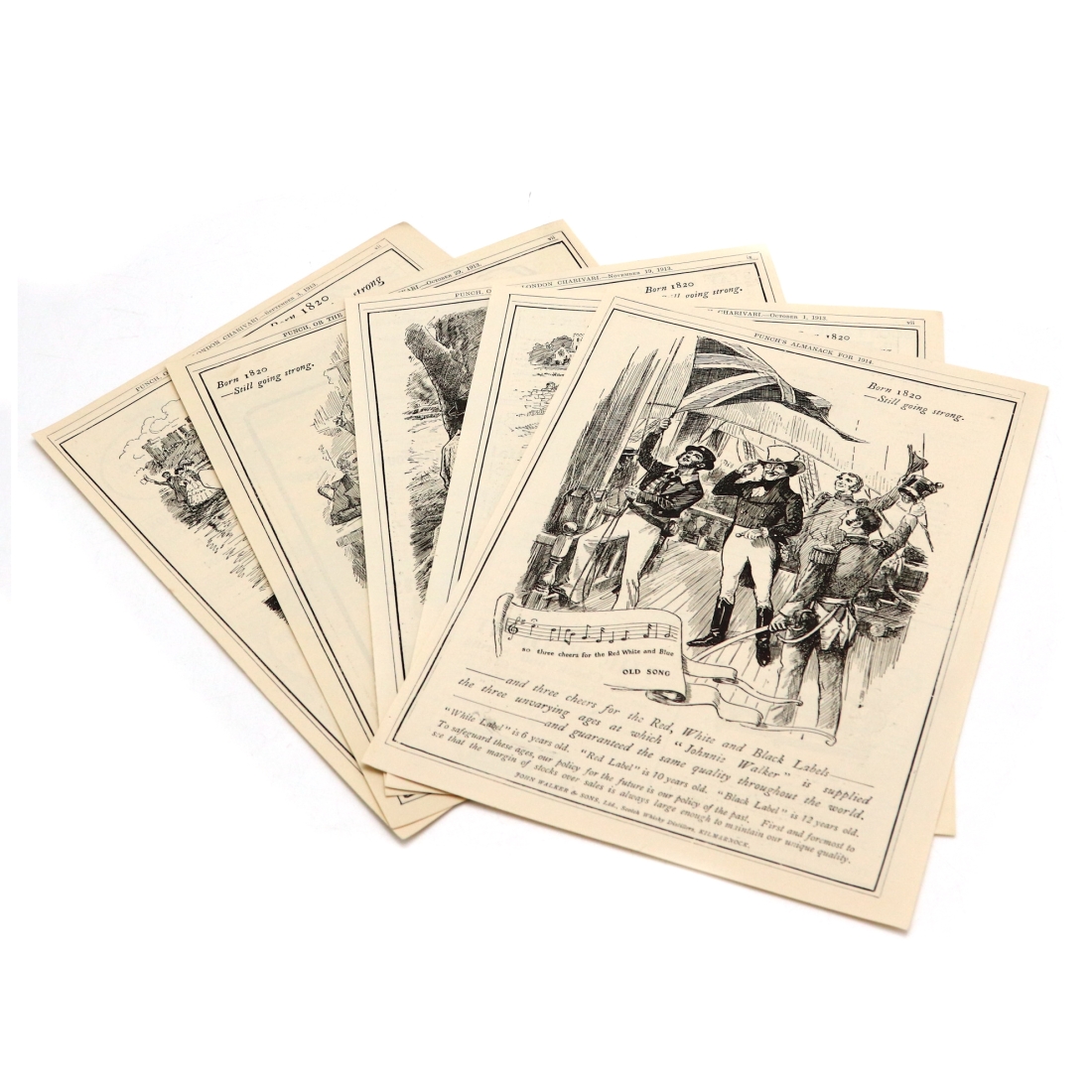 Johnnie Walker 1913-1914 Punch Advert x 5