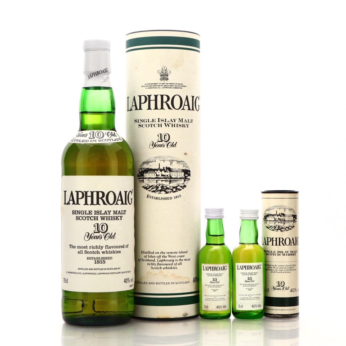 Laphroaig 10 Year Old 1990s with Miniature x 2