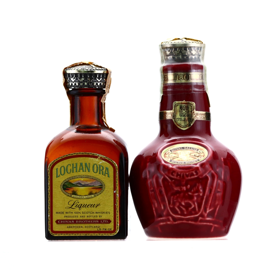 Chivas Royal Salute 21 Year Old Miniature Flagon x 1 Lochan Ora x 1