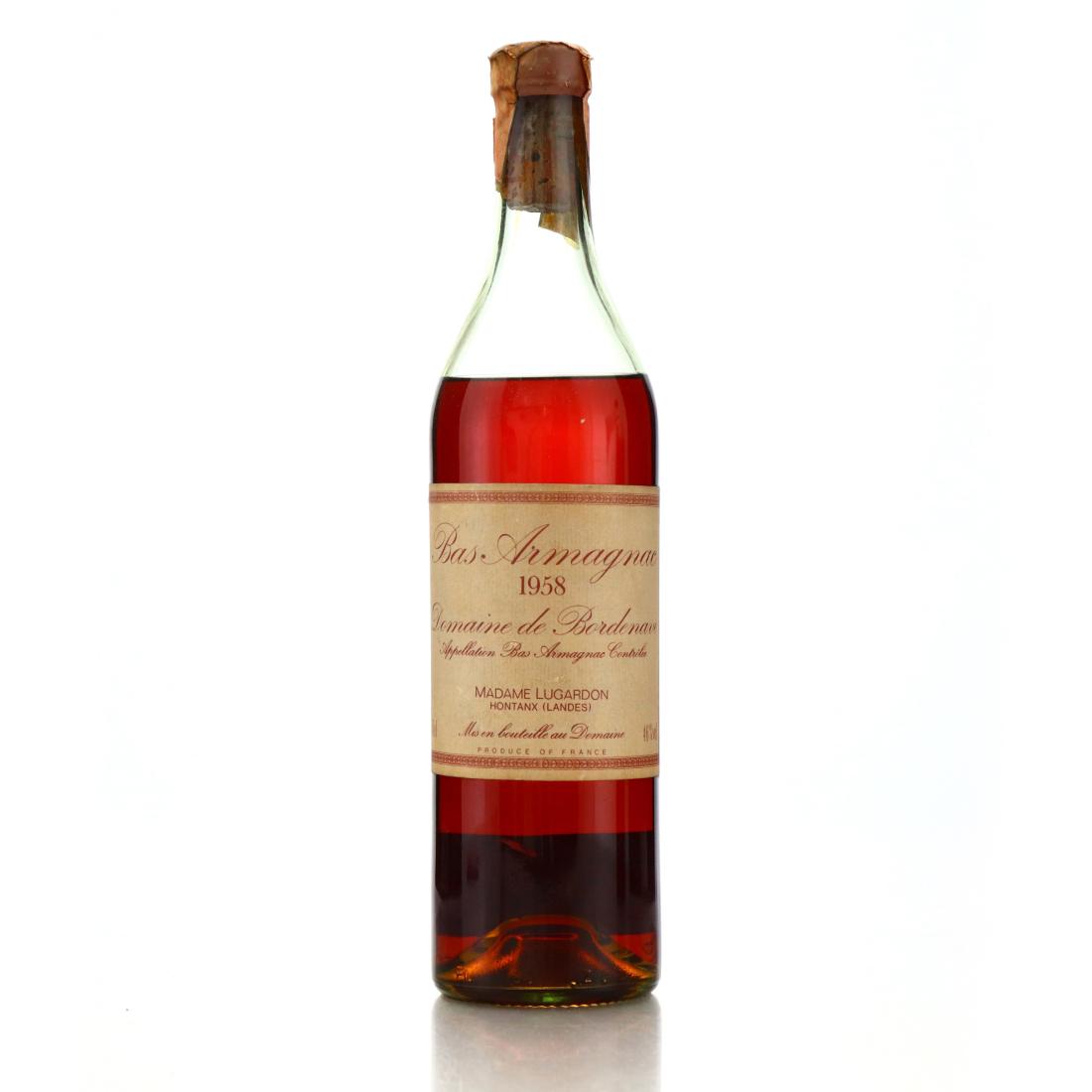 Domaine de Bordenave 1958 Bas Armagnac, 46% whisky bottle
