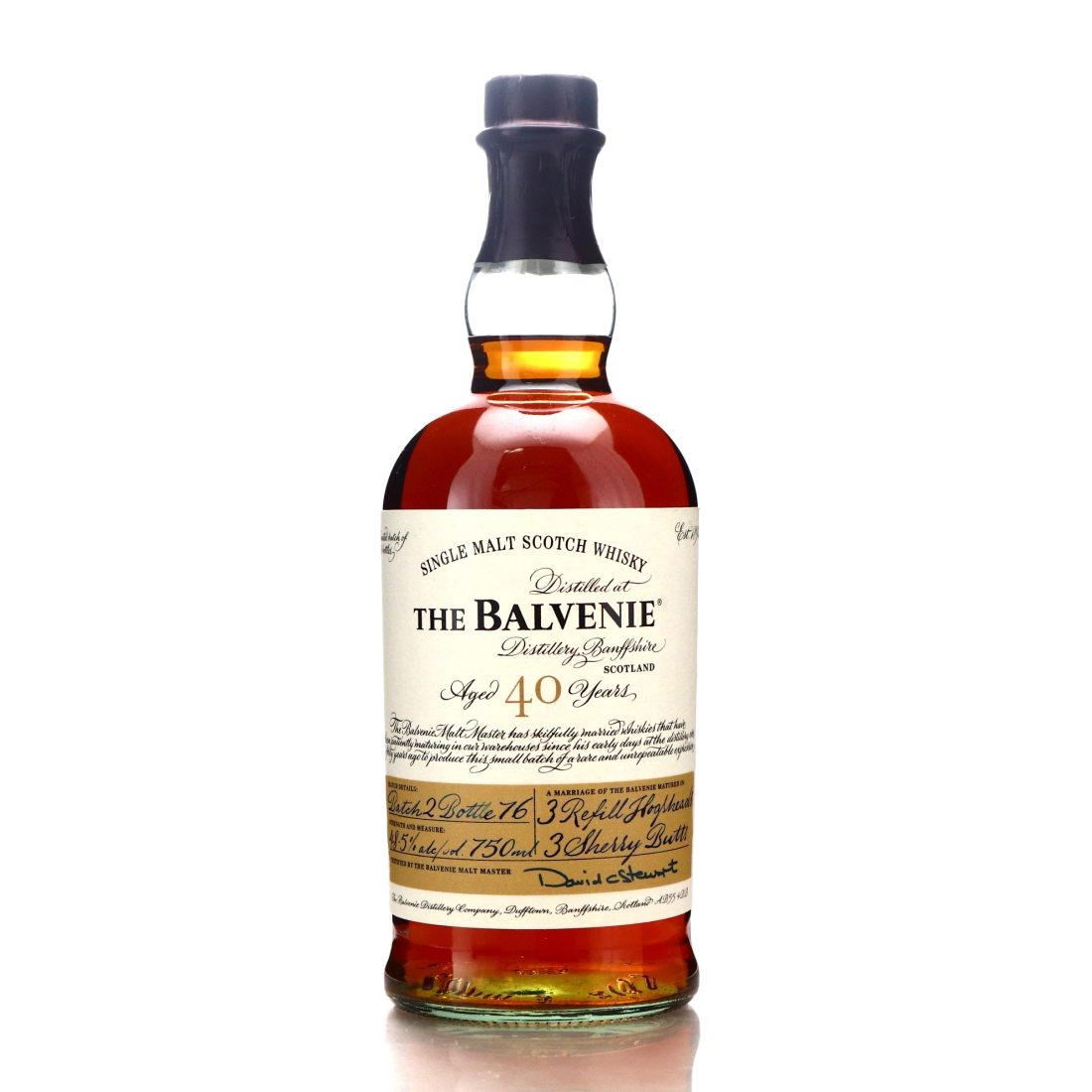 Balvenie 40 Year Old / Signed by David C Stewart / 75cl