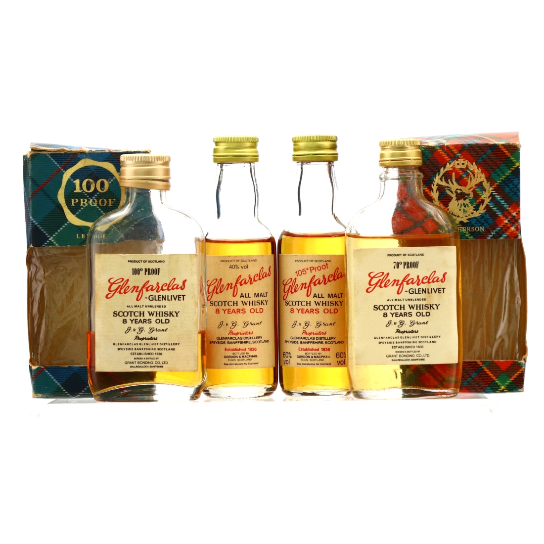 Glenfarclas 8 Year Old Gordon and MacPhail Miniature 1970/80s x 4