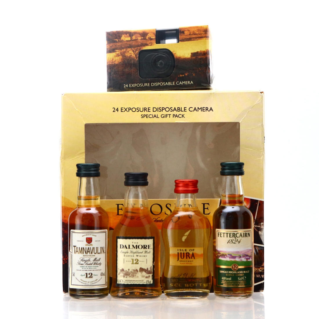 Whyte and Mackay Scotch Whisky Collection Miniatures x 4 / with Disposable Camera