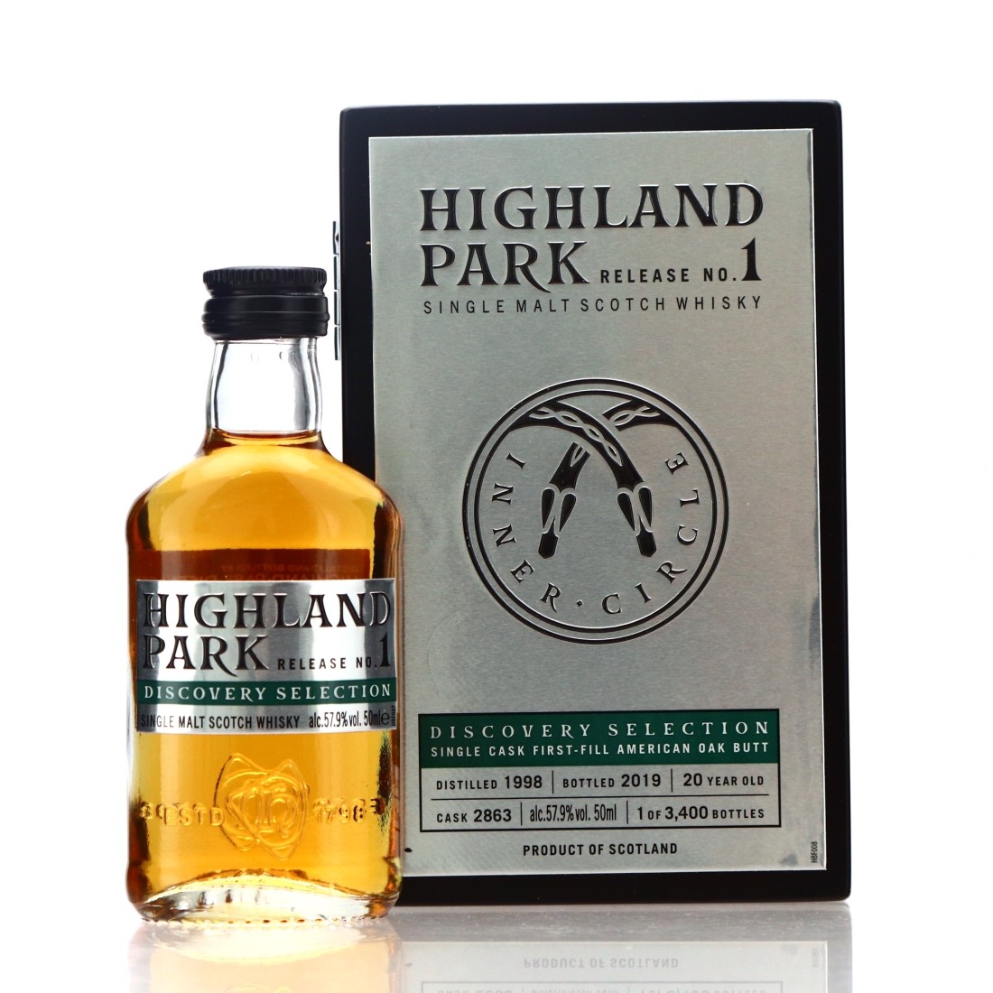 Highland Park 1998 Discovery Selection 20 Year Old Miniature with Tie Pin