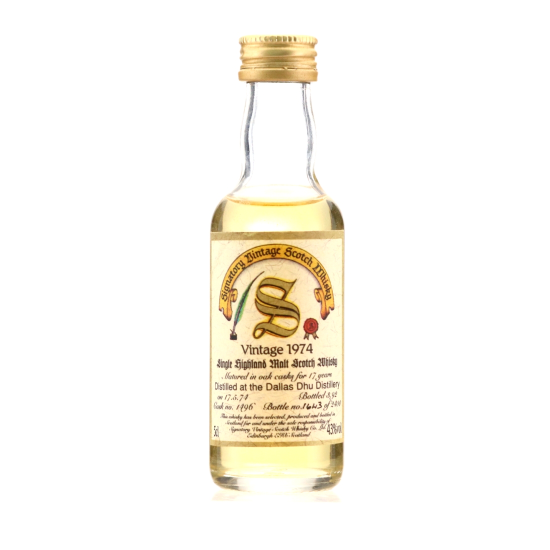 Dallas Dhu 1974 Signatory Vintage 17 Year Old Miniature
