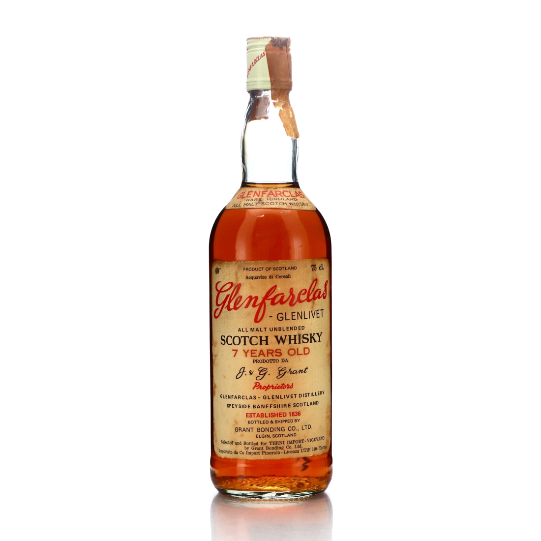 Glenfarclas 7 Year Old Grant Bonding Co 1970s / Terni Import