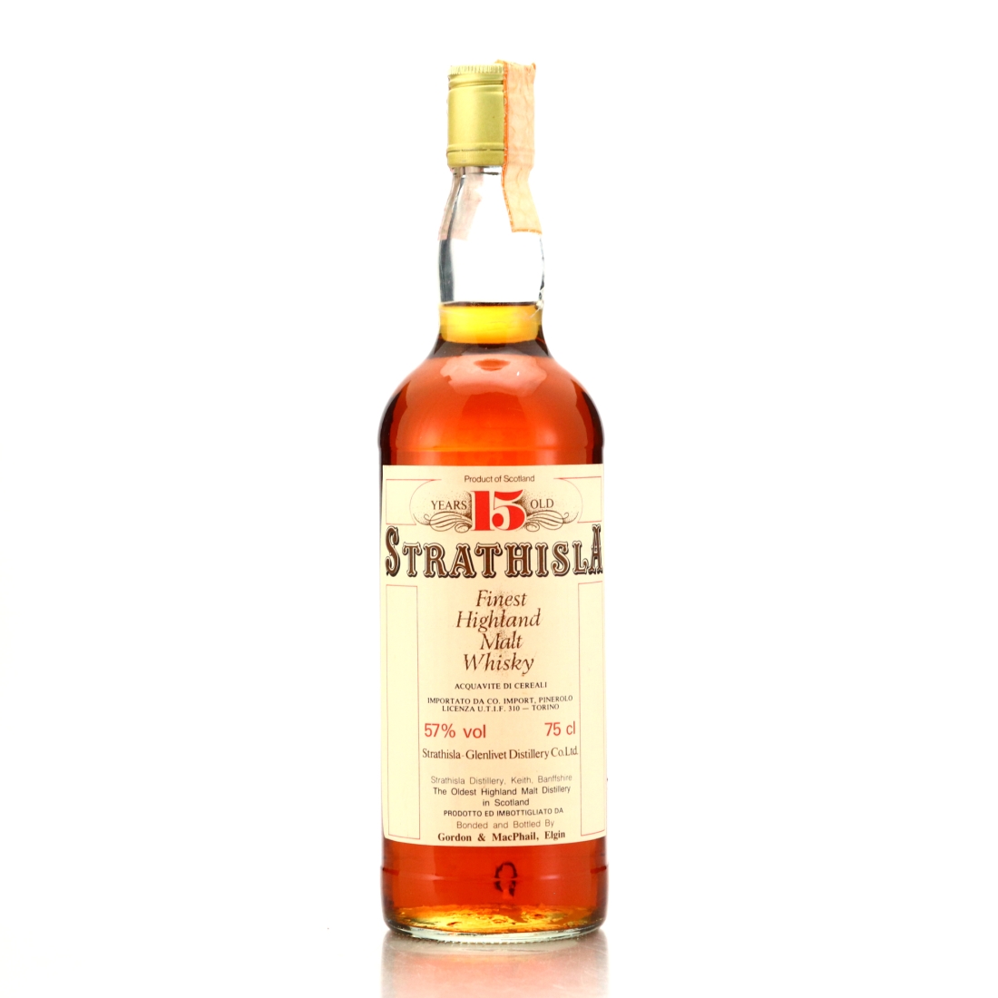 Strathisla 15 Year Old Gordon and MacPhail 57% 1980s / Co. Pinerolo Import