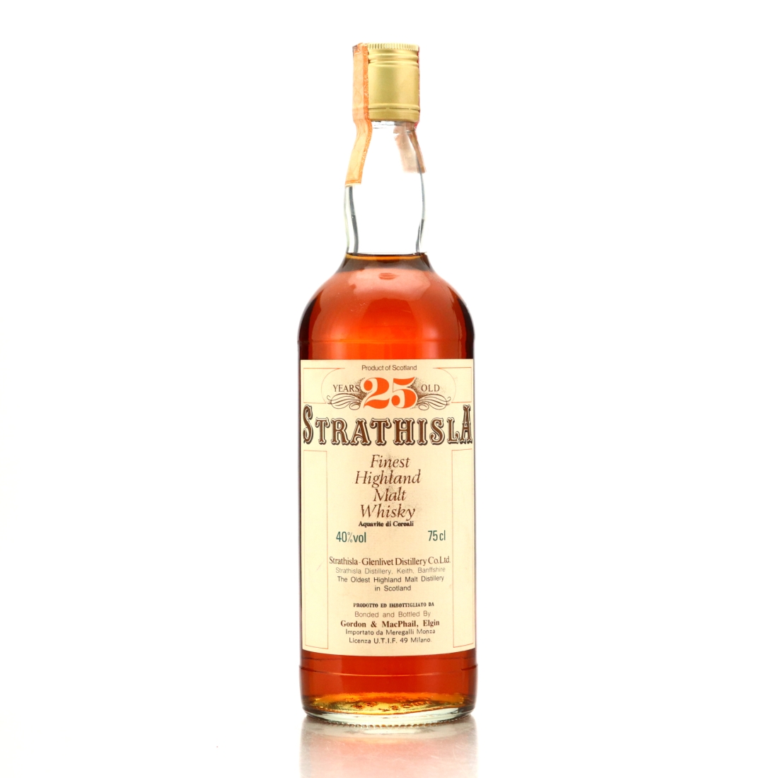Strathisla 25 Year Old Gordon and MacPhail 1980s / Meregalli Import