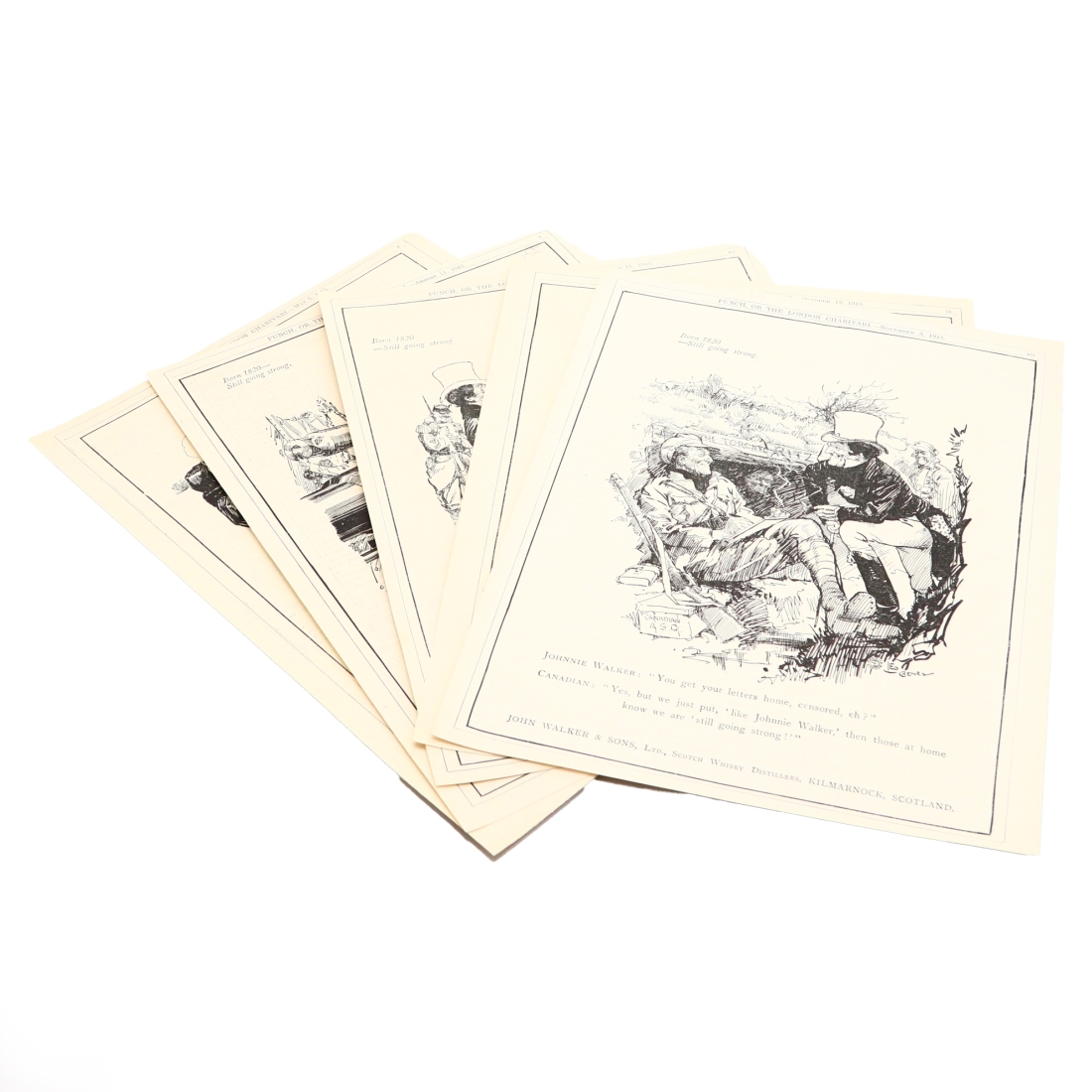 Johnnie Walker 1915 Punch Advert x 5