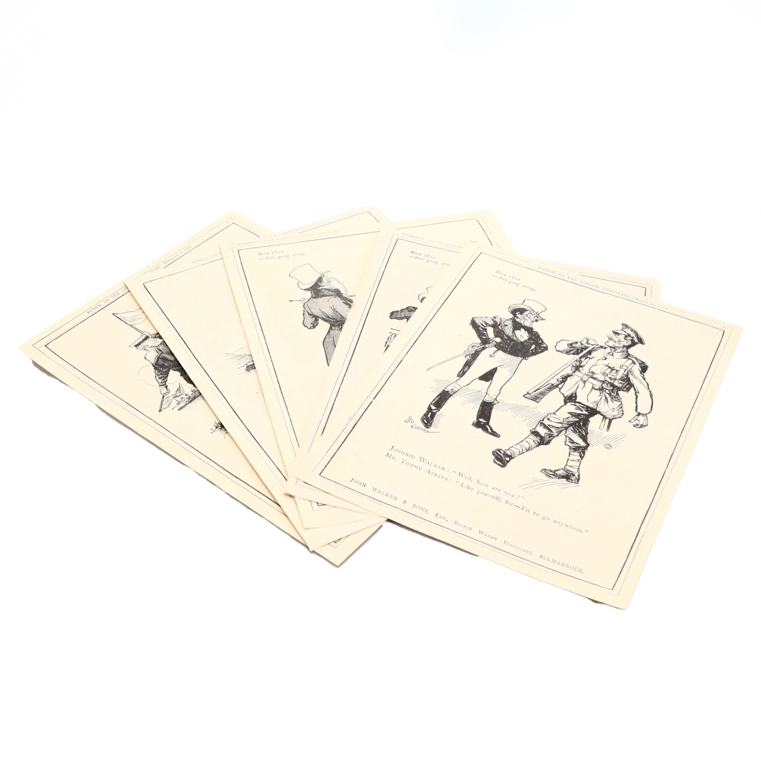 Johnnie Walker 1915 Punch Advert x 5 