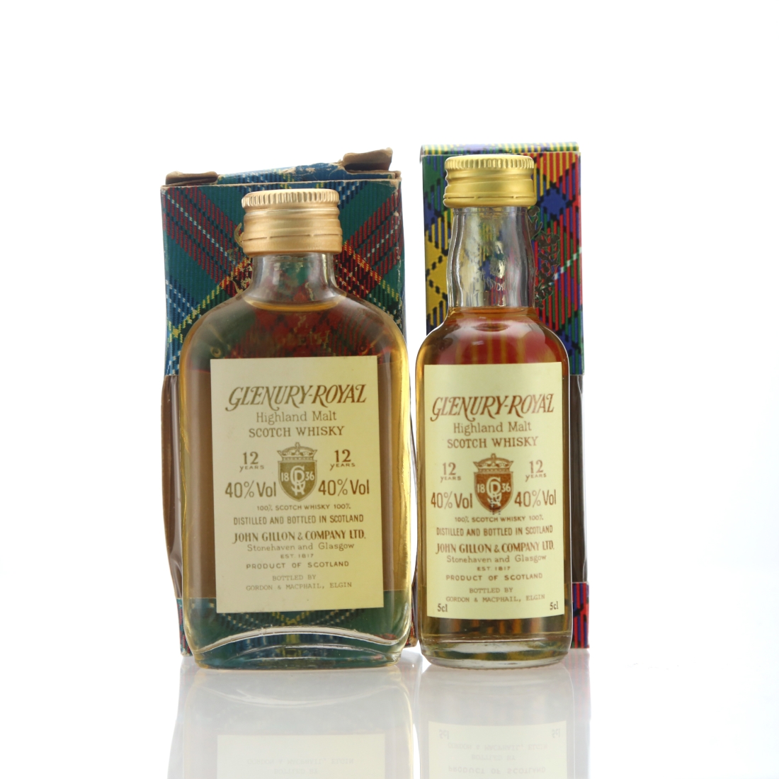 Glenury Royal 12 Year Old John Gillon Miniatures x 2
