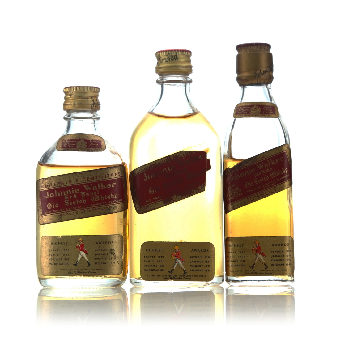 Johnnie Walker Red Label Miniature x 3 1960s 1970s