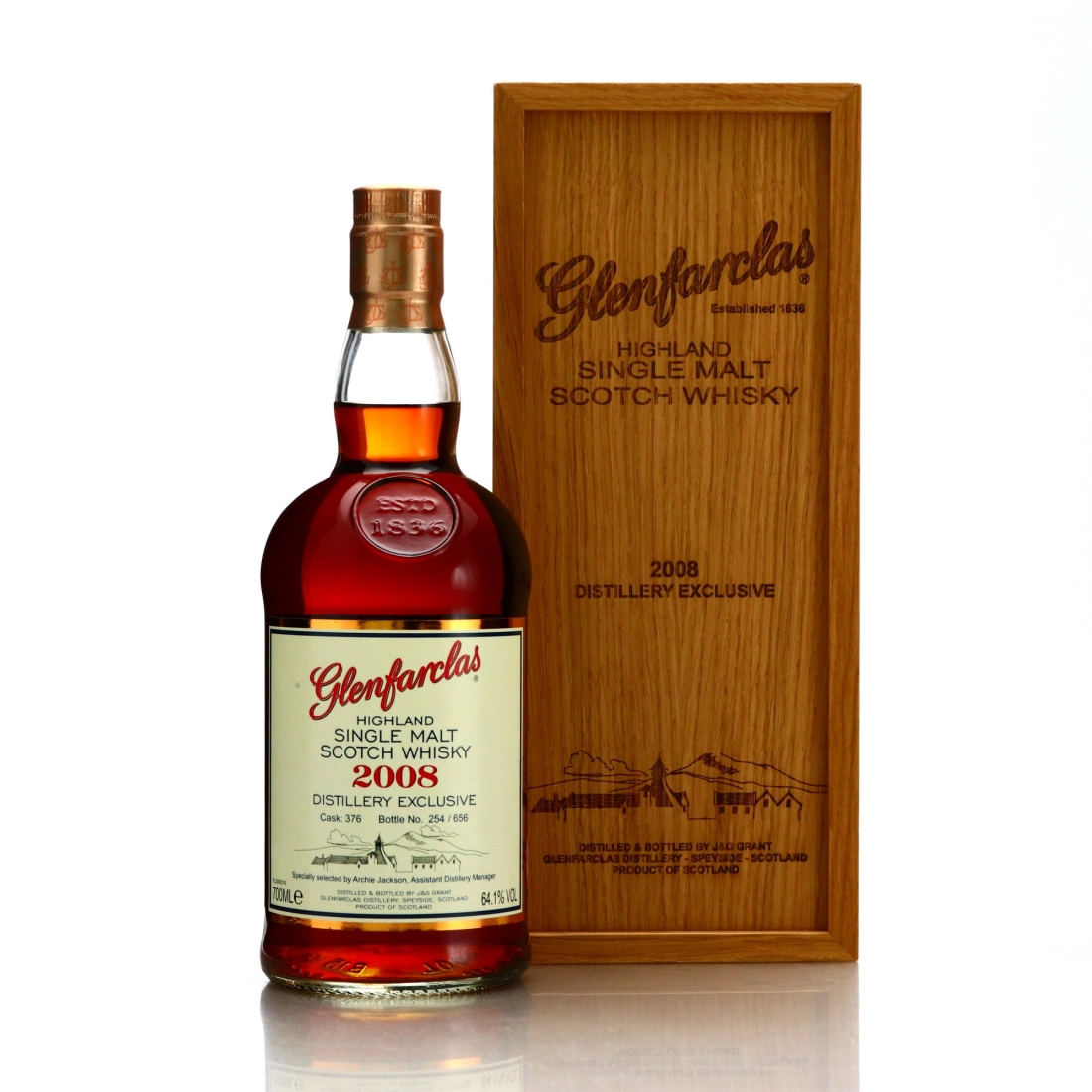 Glenfarclas 2008 Distillery Exclusive 10 Year Old Single Oloroso Cask #376 / Archie Jackson 35 Years