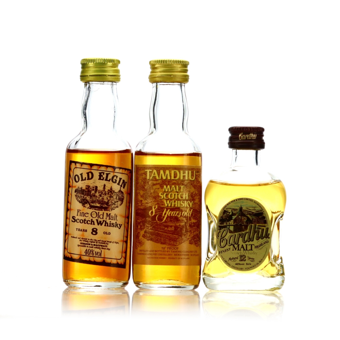 Old Elgin 8 Year Old Cardhu 12 Year Old Tamdhu 8 Year Old / Miniature x 3
