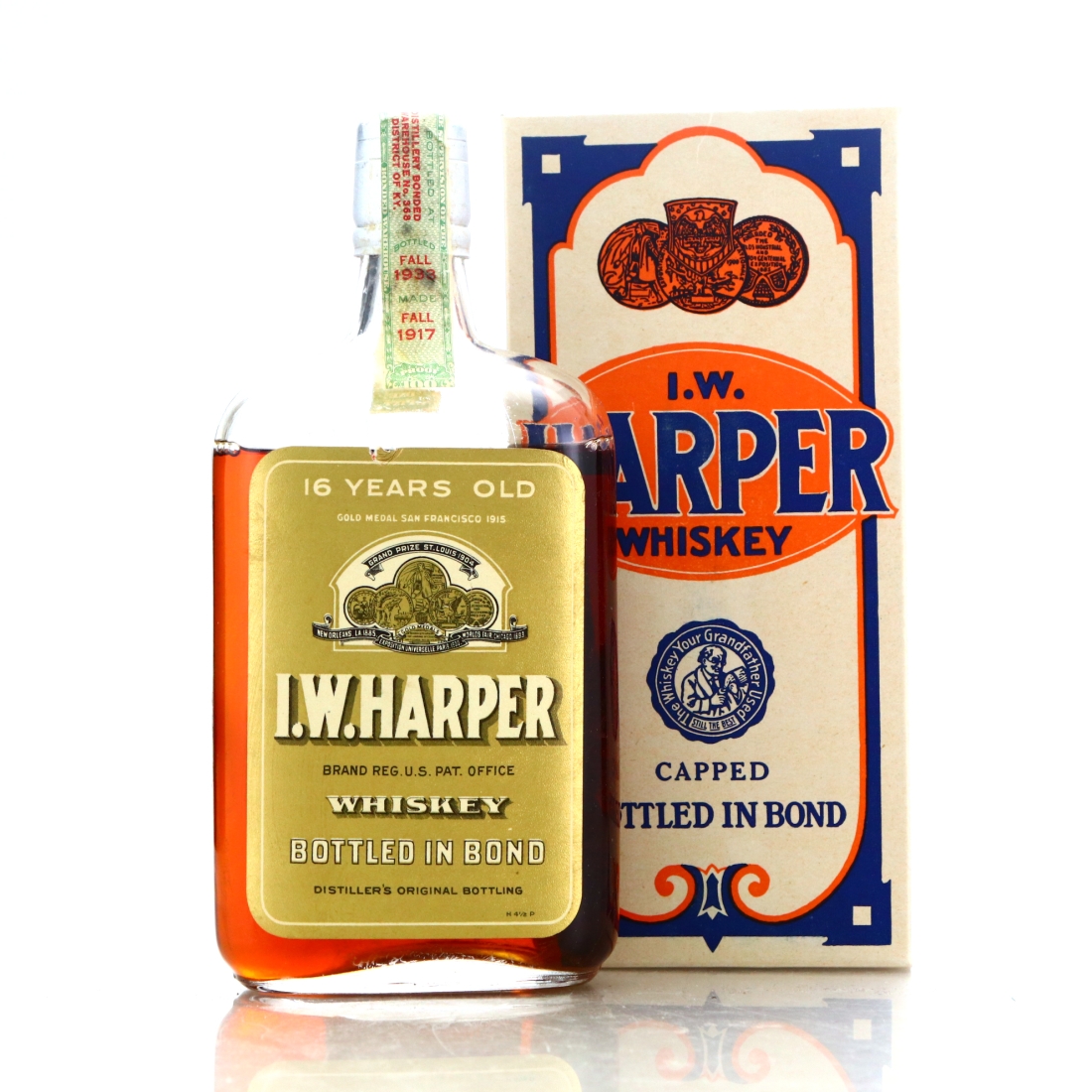 I.W Harper 1917 Bottled in Bond 16 Year Old Pint / Prohibition Era Bottling
