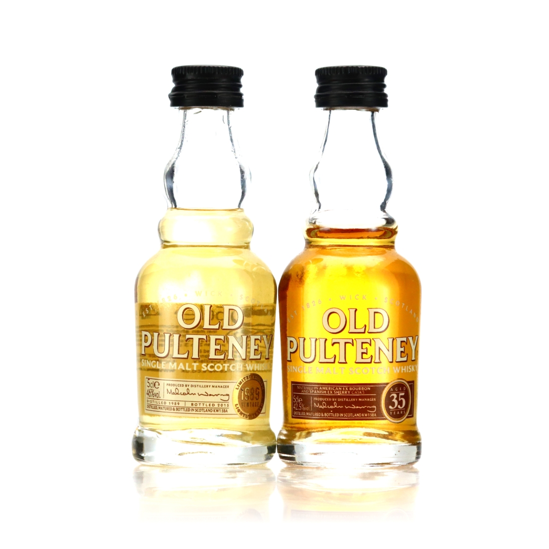 Old Pulteney 1989 Vintage & 35 Year Old Miniature x 2