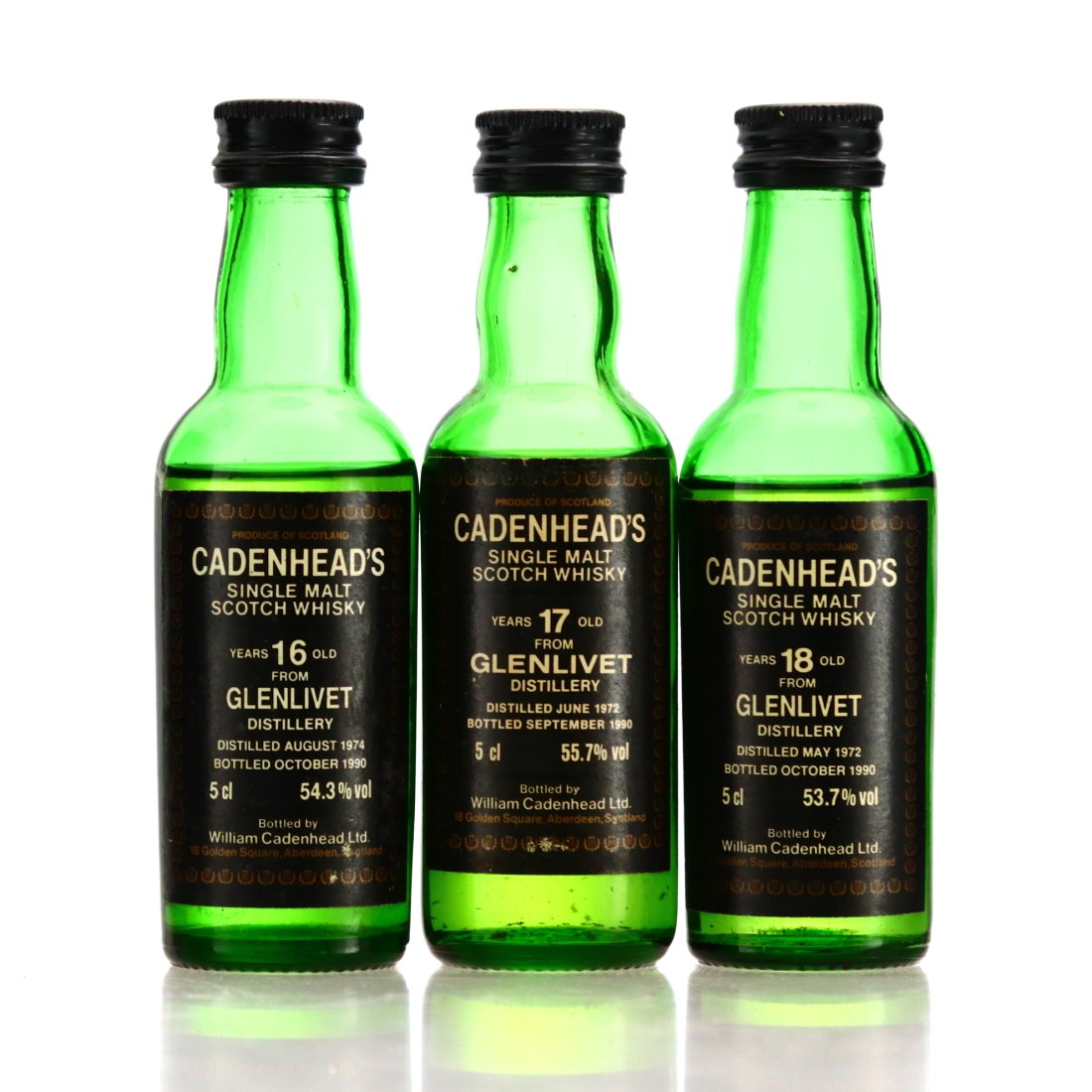 Glenlivet 1972 & 1974 Cadenhead's Miniature x 3