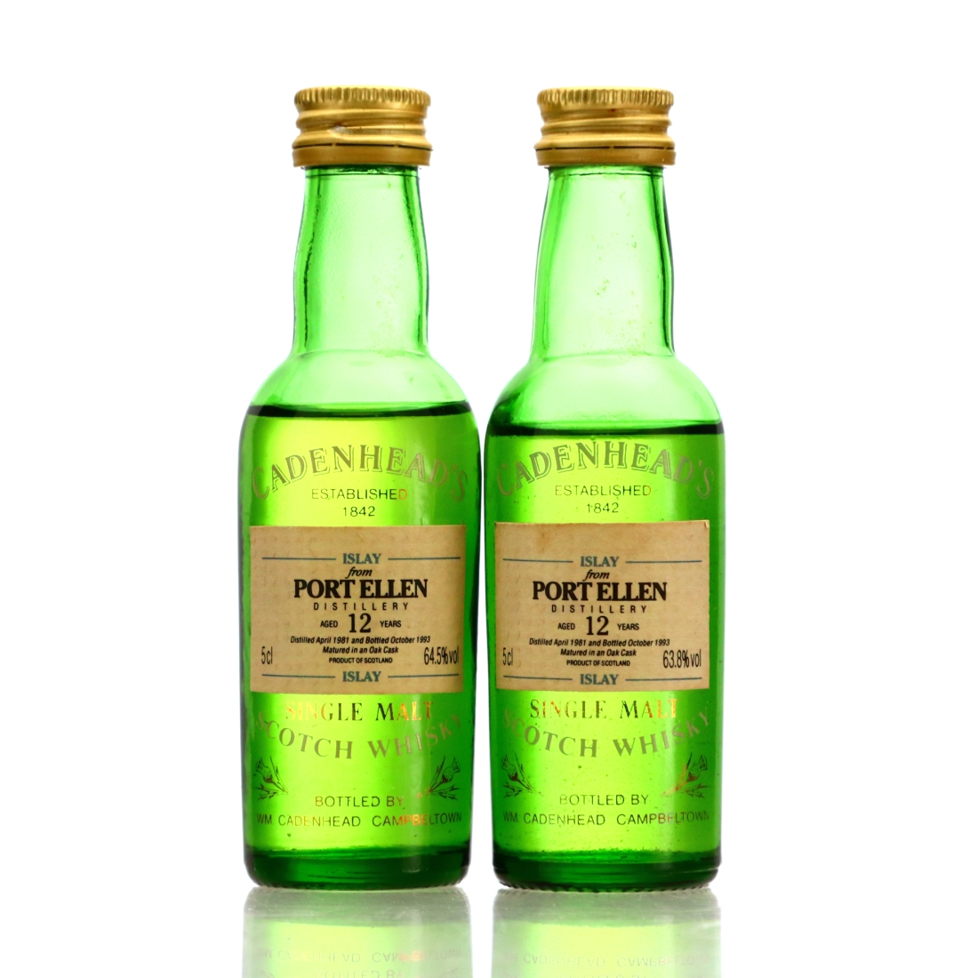Port Ellen 1981 Cadenhead's 12 Year Old Miniature x 2