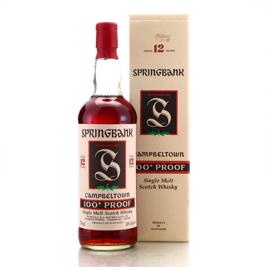 Springbank 12 Year Old 100 Proof Green Thistle 75cl 1990s / 'Double-Dark' Whittier Import, US
