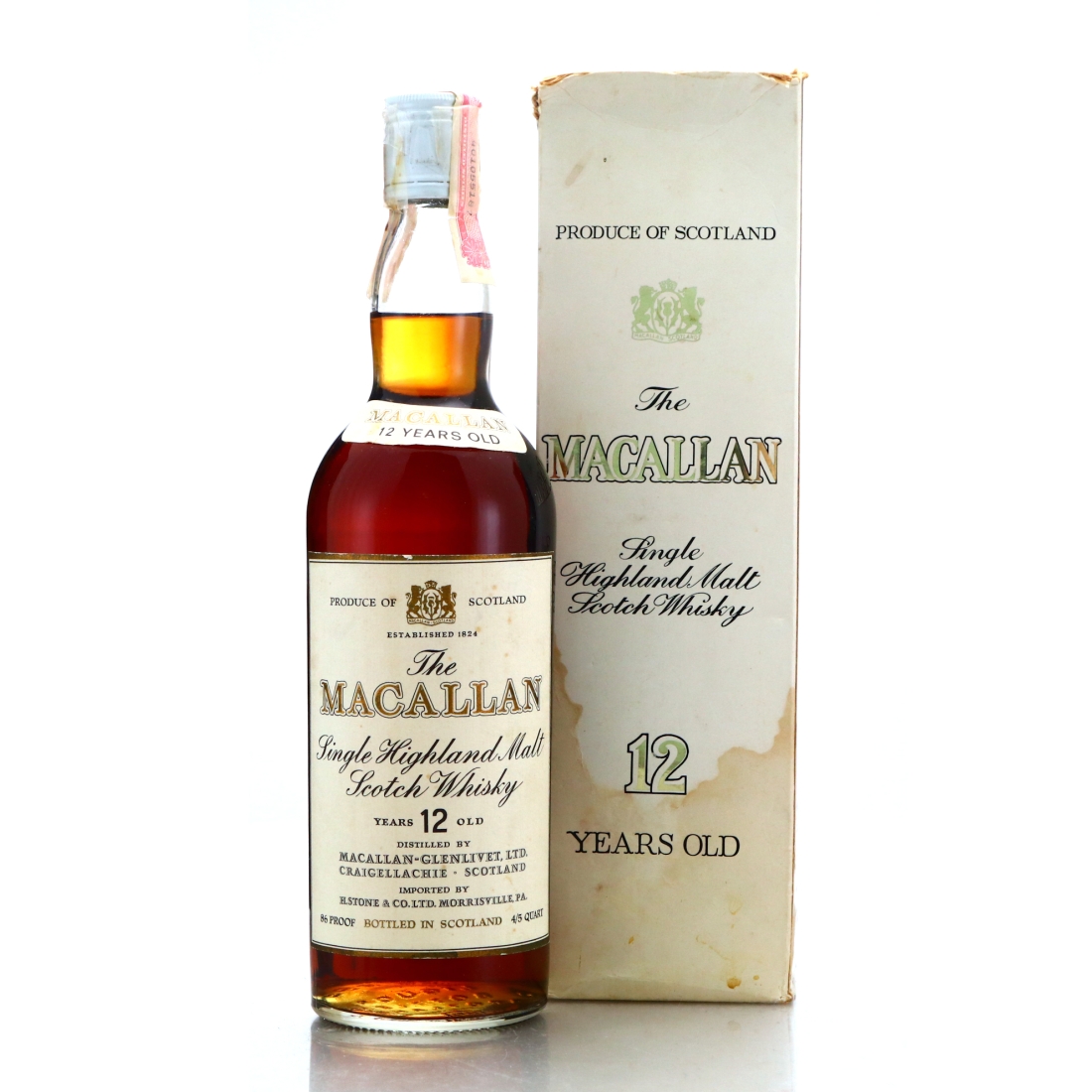 Macallan 12 Year Old H Stone and Co 1970s / US Import