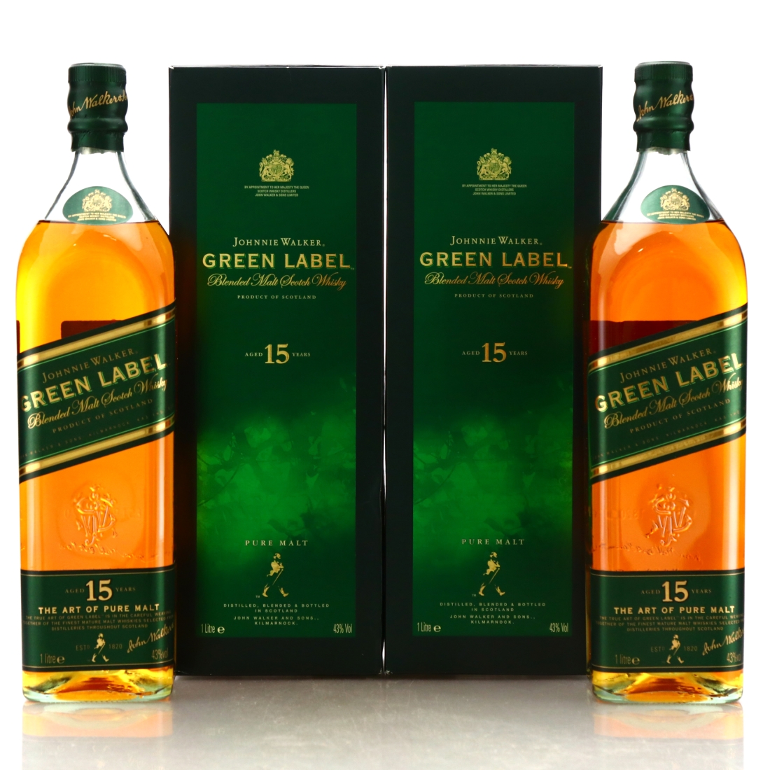 Johnnie Walker Green Label 15 Year Old Gift Pack 2 x Litre