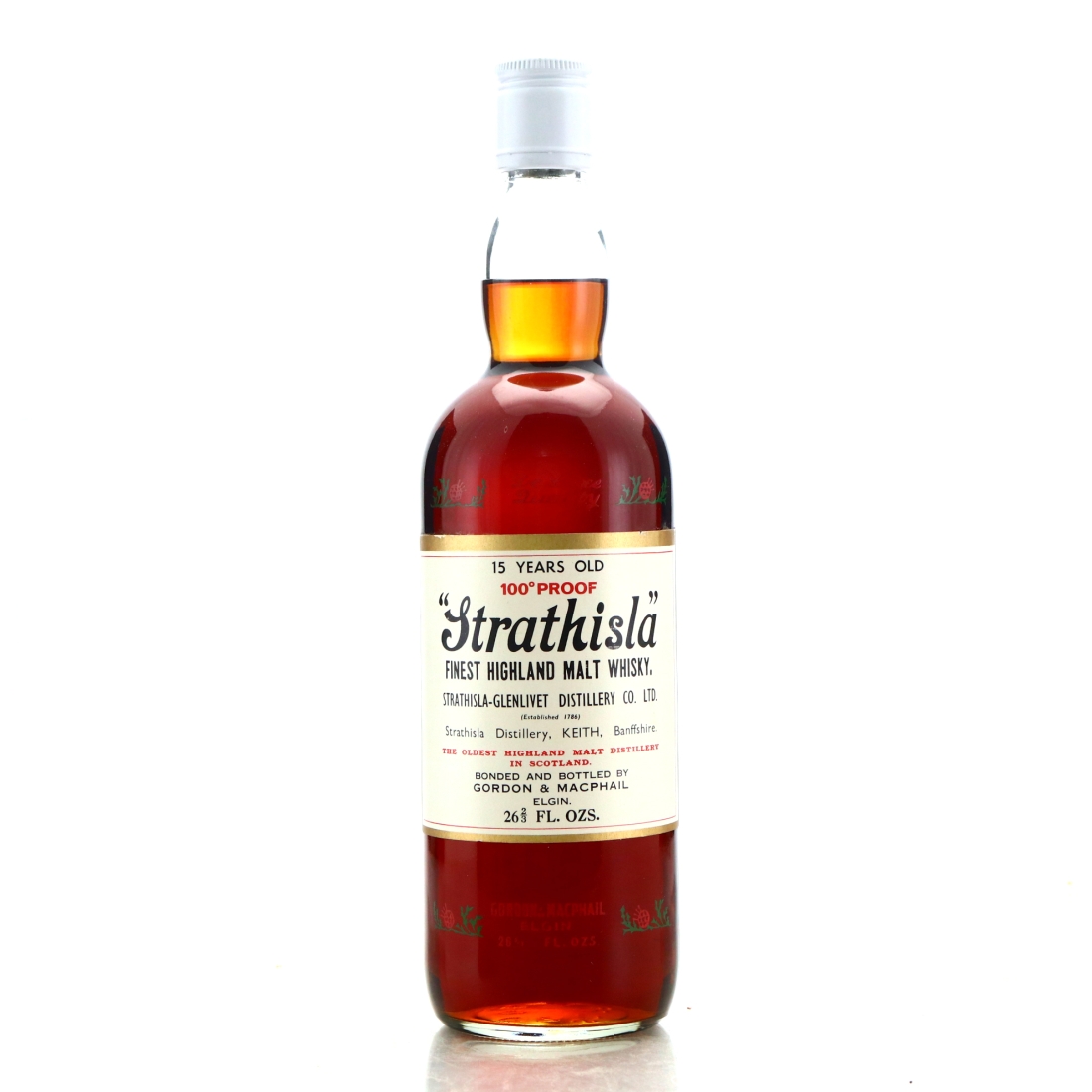 Strathisla 15 Year Old Gordon and MacPhail 100 Proof 1970s