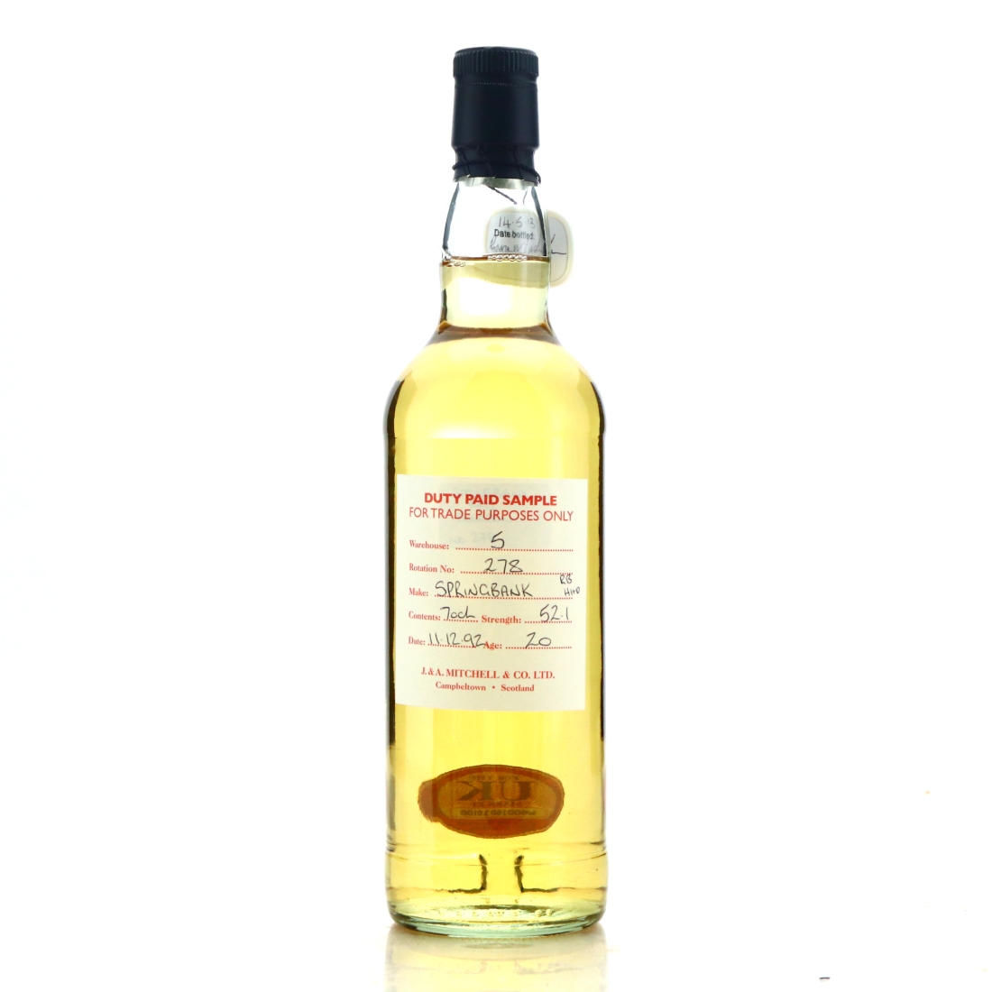 Springbank 1992 Duty Paid Sample 20 Year Old / Refill Bourbon Hogshead