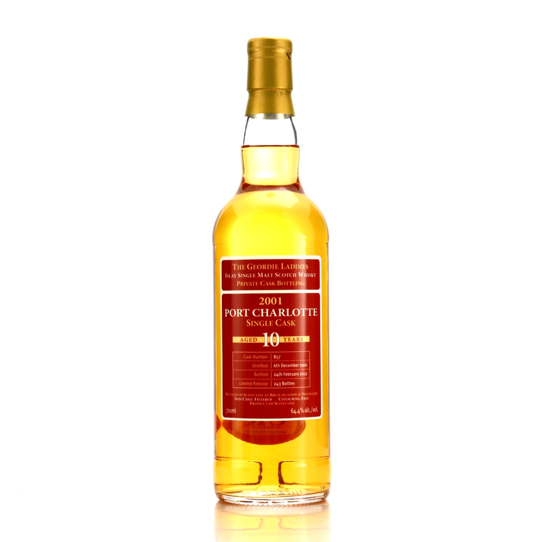 Port Charlotte 2001 Private Cask 10 Year Old #857 / The Geordie Laddies