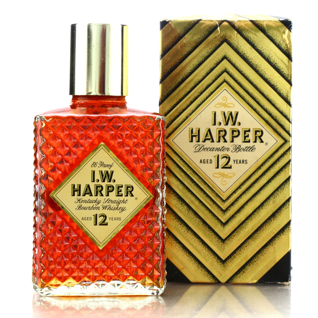 I.W. Harper 12 Year Old Decanter Bottle Kentucky Straight Bourbon 1980s
