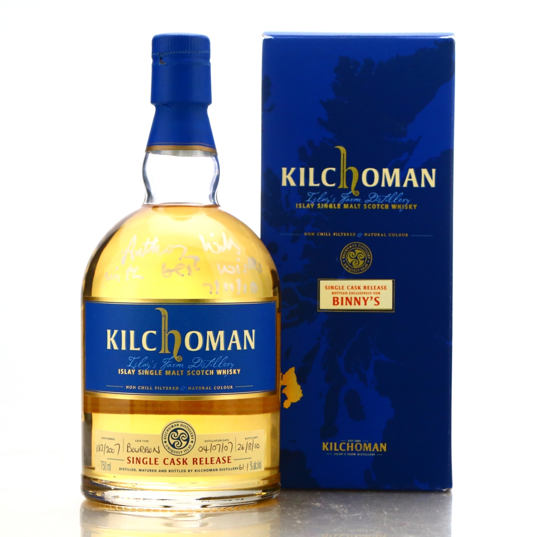 Kilchoman 2007 Single Cask 75cl / Binny's - Signed