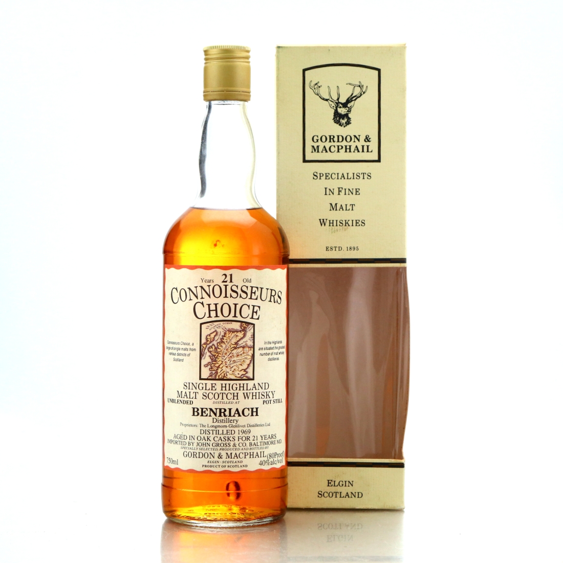 Benriach 1969 Gordon and MacPhail 21 Year Old / John Gross Import, US