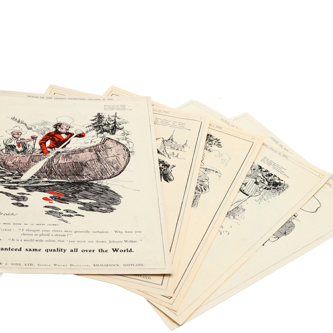 Johnnie Walker 1920-1921 Punch Advert x 5