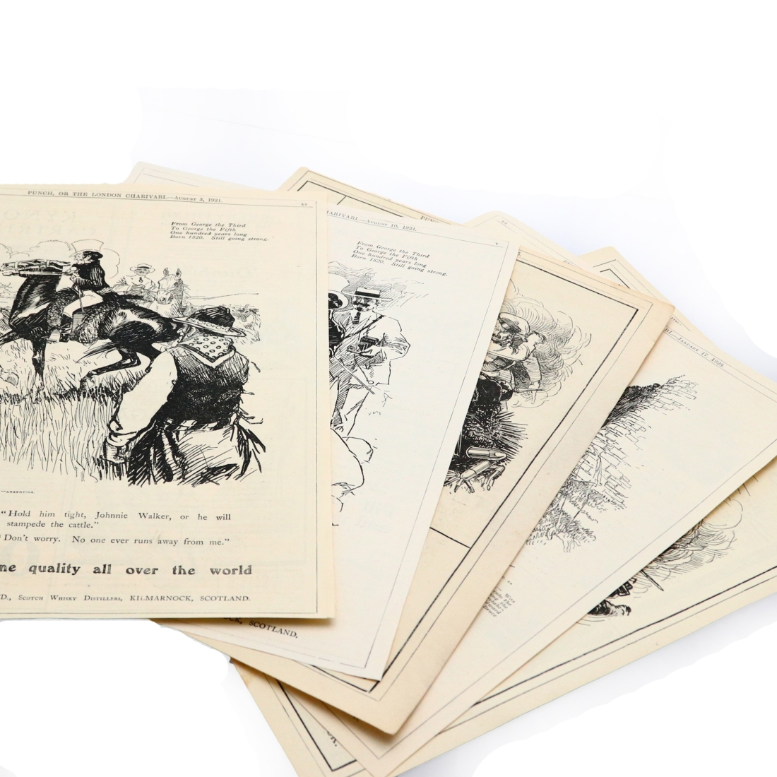 Johnnie Walker 1914-1923 Punch Advert x 5