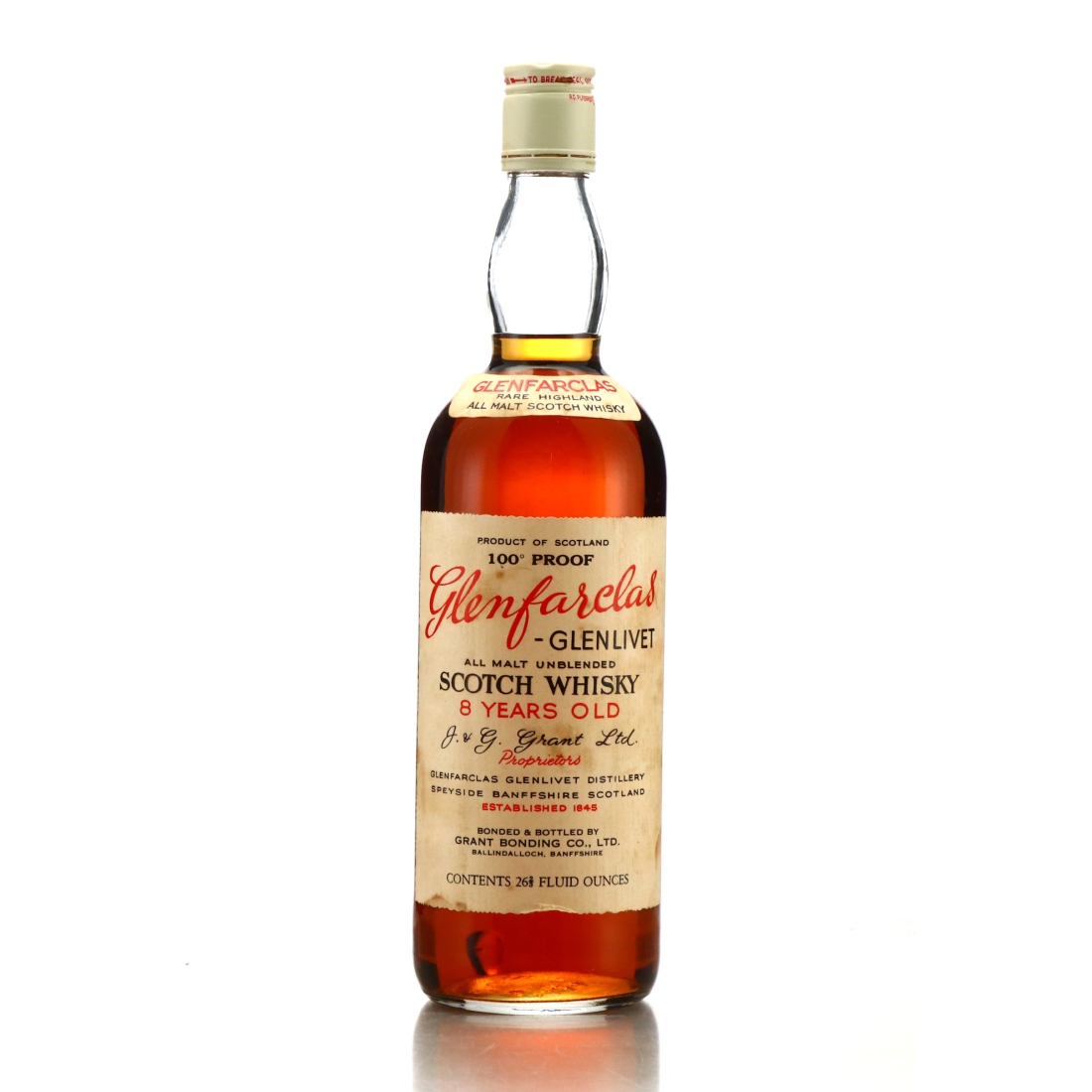 Glenfarclas 8 Year Old Grant Bonding Co 100 Proof 1960s