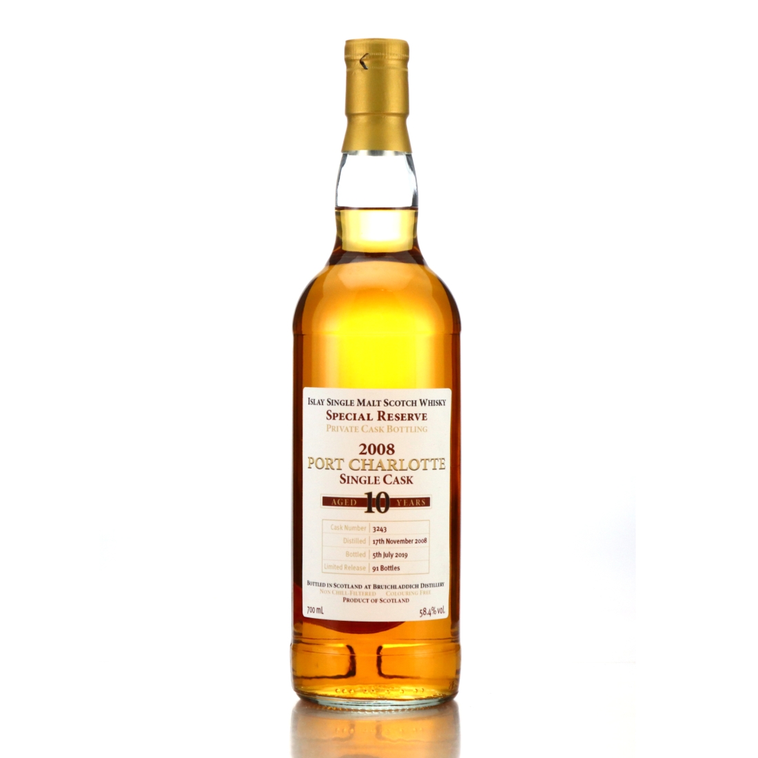 Port Charlotte 2008 Private Cask 10 Year Old #3243