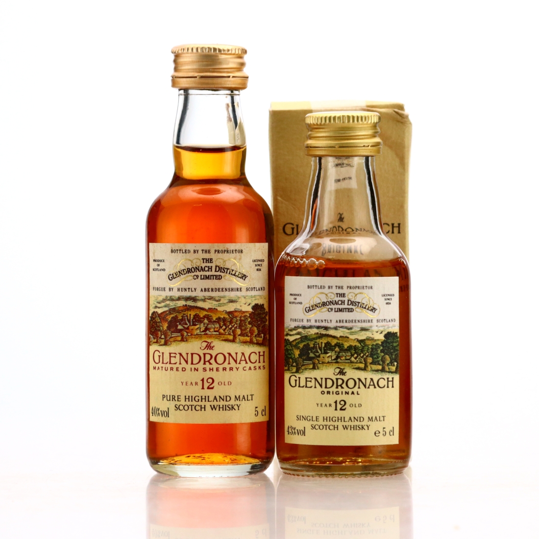 Glendronach 12 Year Old Miniatures x 2 1980s-90s