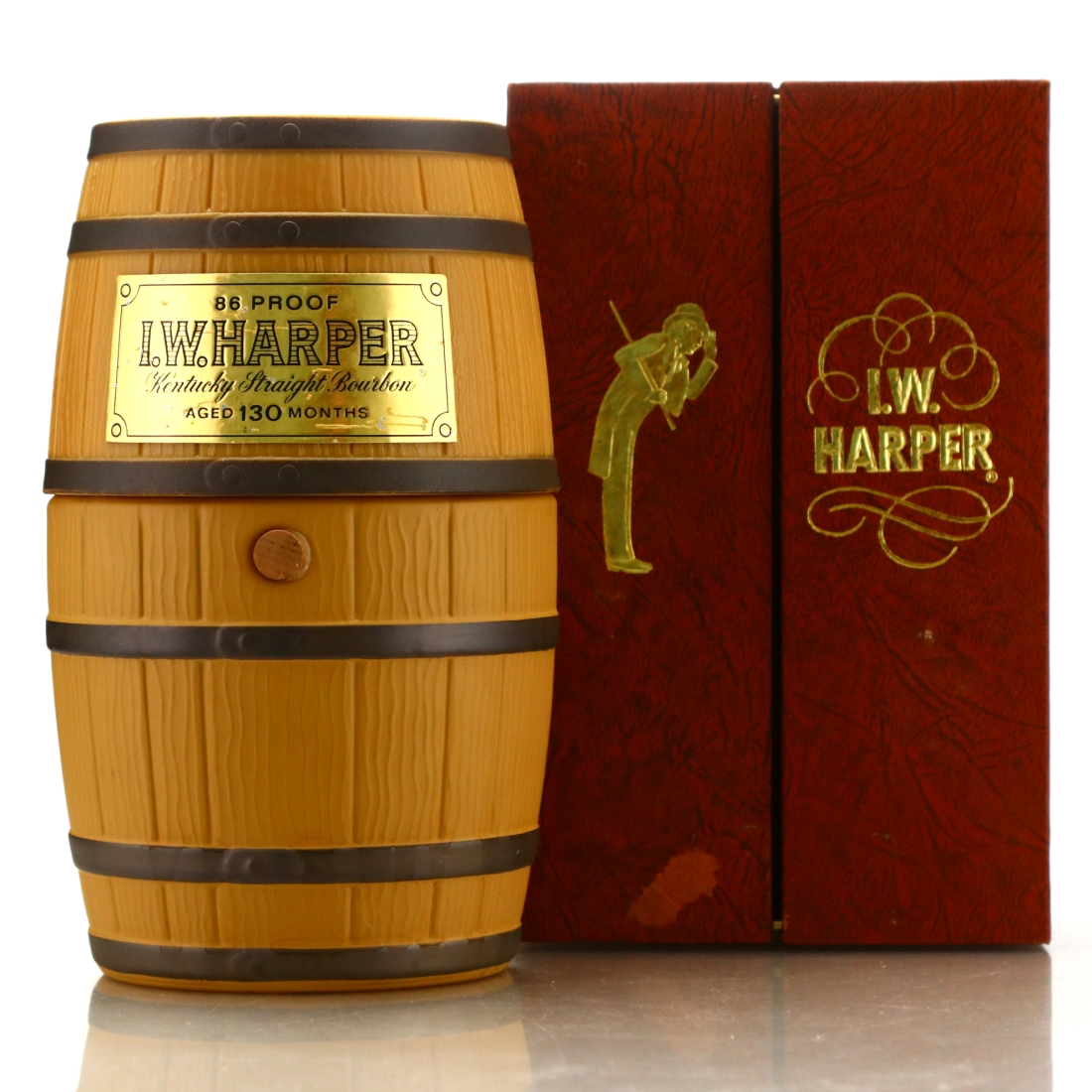 I.W. Harper 130 Month Old Kentucky Straight Bourbon Barrel Decanter 1970s