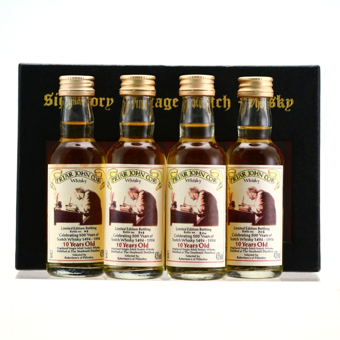 Strathmill 10 Year Old Signatory Vintage Friar John Cor Miniature x 4