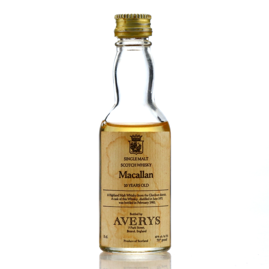 Macallan 1971 Averys 10 Year Old Miniature