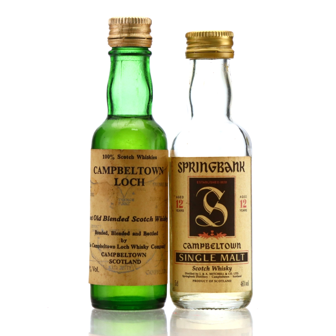 Springbank 12 Years Old and Campbeltown Loch Miniature x 2