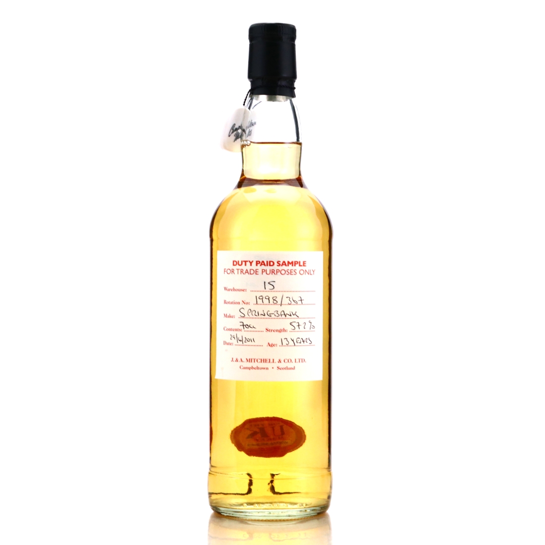 Springbank 1998 Duty Paid Sample 13 Year Old